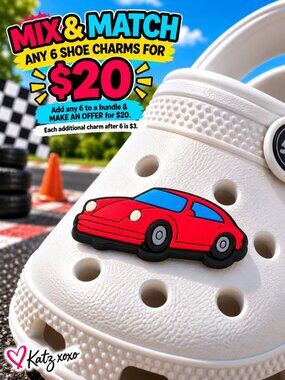 Red Classic Sports Car Croc Shoe Charm European Racing Coupe Jibbitz Style